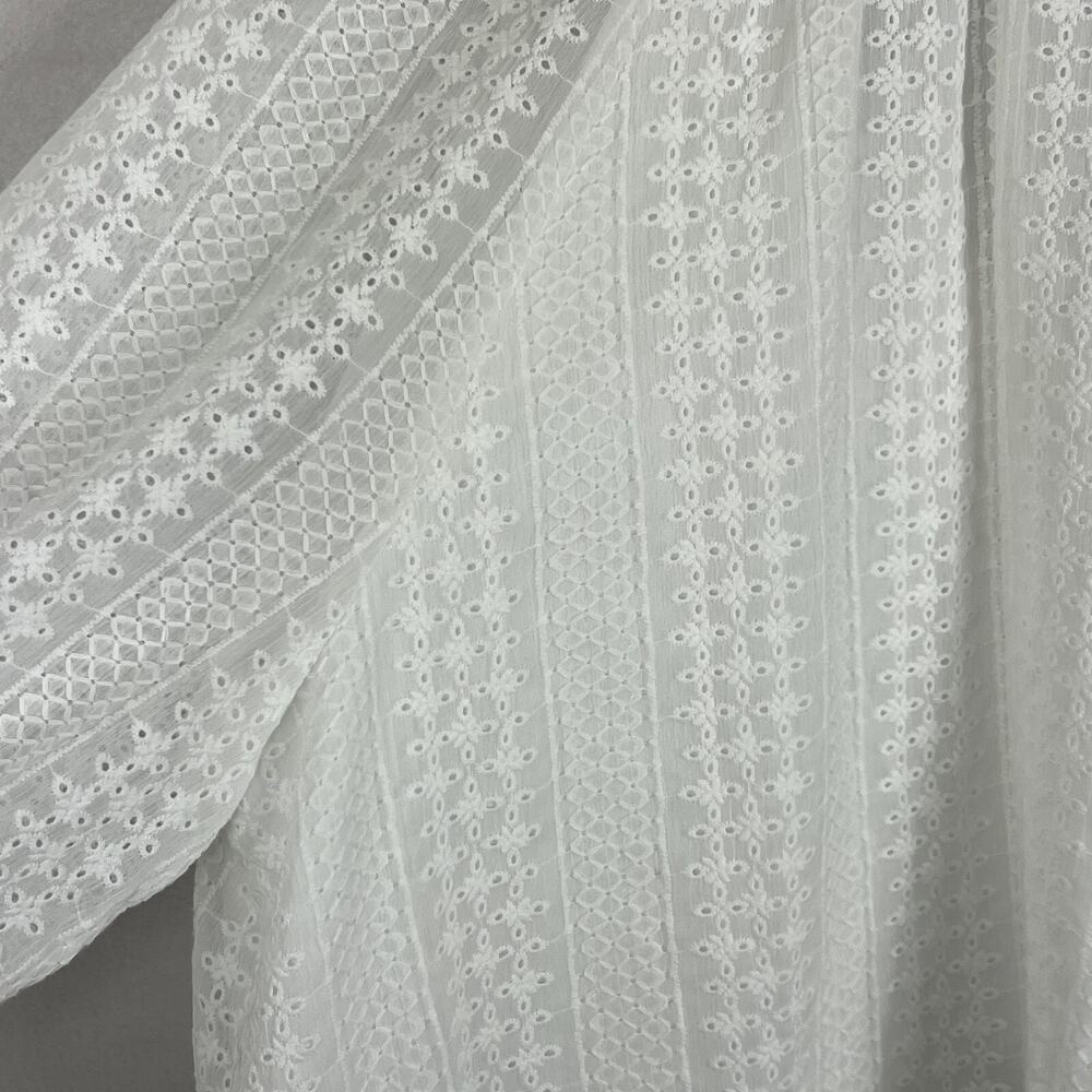 Supply & Demand Womens Size L White Eyelet Lace Long Sleeve Blouse Top Oversized - Picture 5 of 14